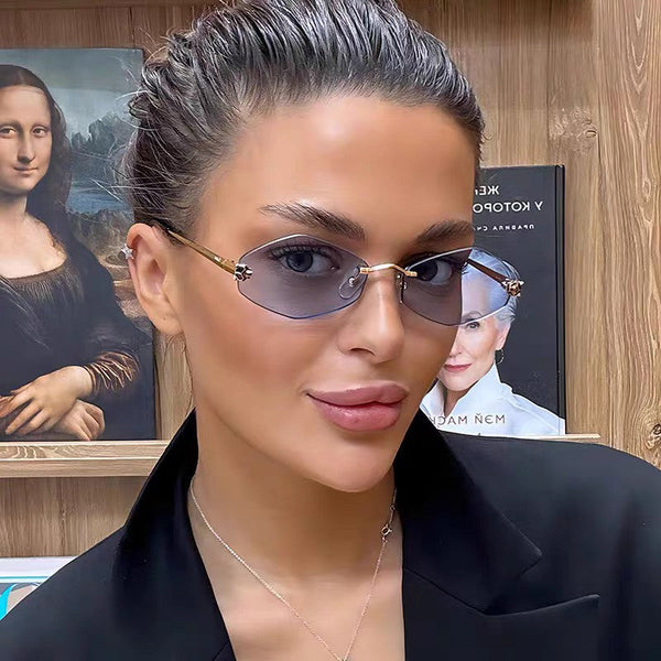 PANTHÈRE RIMLESS RHOMBUS FRAME SUNGLASSES CT0443S IN METAL