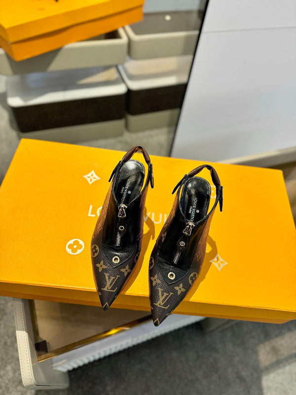 SANDALI ALLURE HIGH 8 CM IN PELLE DI VITELLO MONOGRAM MARRONE CIOCCOLATO