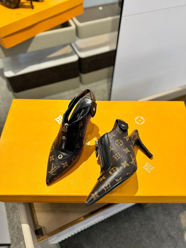 SANDALI ALLURE HIGH 8 CM IN PELLE DI VITELLO MONOGRAM MARRONE CIOCCOLATO