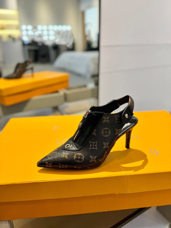 SANDALI ALLURE HIGH 8 CM IN PELLE DI VITELLO MONOGRAM MARRONE CIOCCOLATO