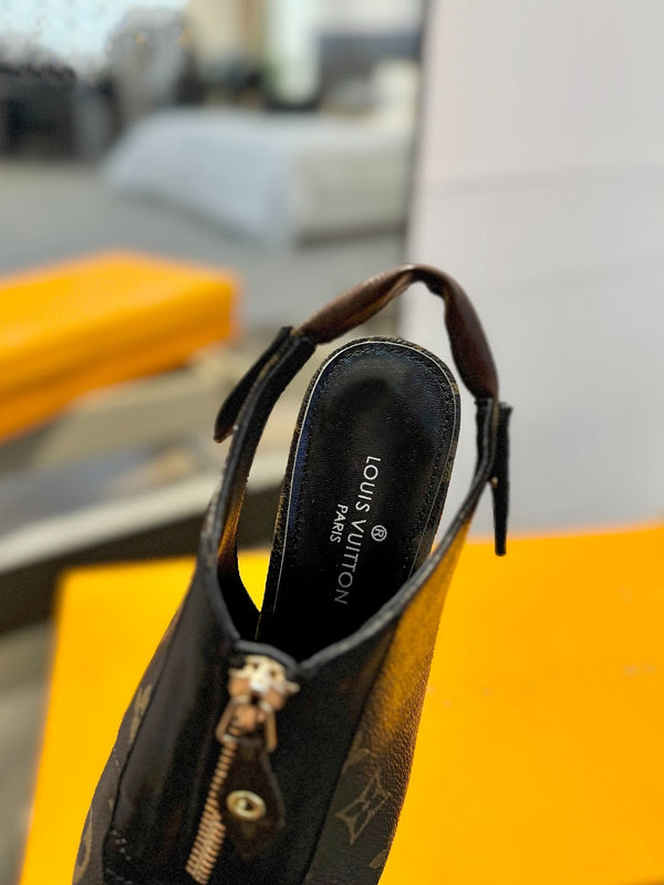 SANDALI ALLURE HIGH 8 CM IN PELLE DI VITELLO MONOGRAM MARRONE CIOCCOLATO