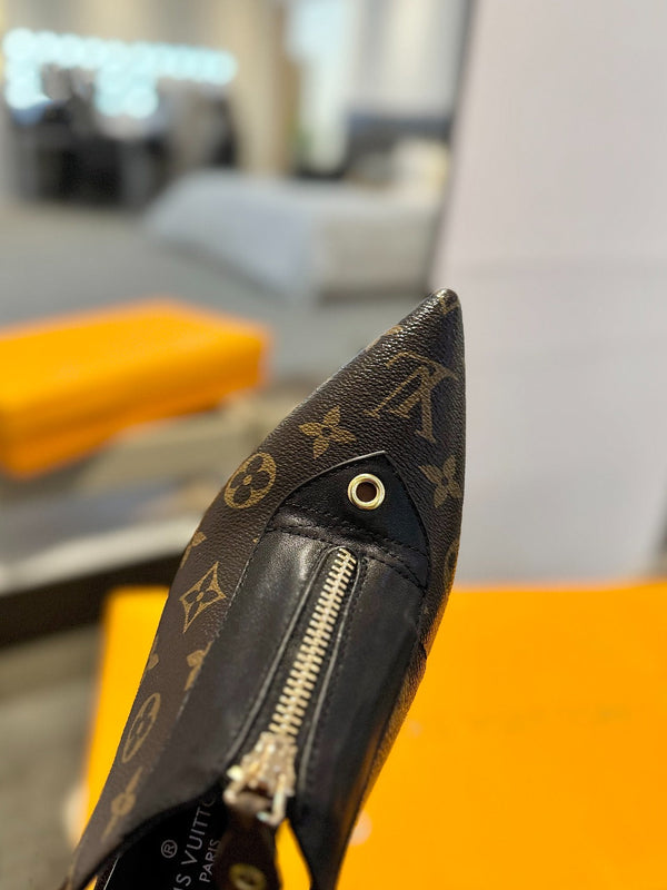 SANDALI ALLURE HIGH 8 CM IN PELLE DI VITELLO MONOGRAM MARRONE CIOCCOLATO