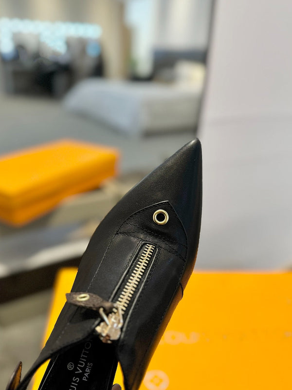 ALLURE HIGH 8 CM SLINGBACK IN BLACK CALFSKIN