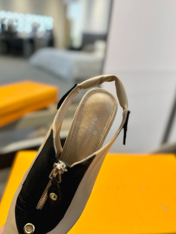 ALLURE HIGH 8 CM SLINGBACK IN SAND BROWN CALFSKIN