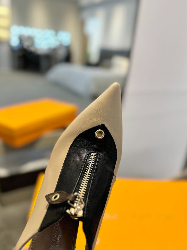 ALLURE HIGH 8 CM SLINGBACK IN SAND BROWN CALFSKIN