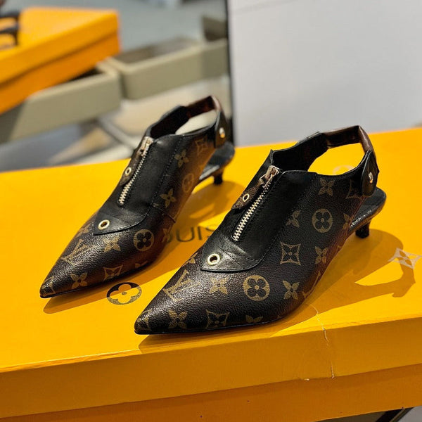 SANDALI ALLURE HIGH 4,5 CM IN PELLE DI VITELLO MONOGRAM MARRONE CIOCCOLATO