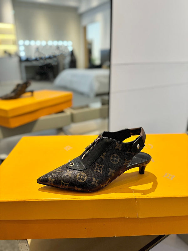 SANDALI ALLURE HIGH 4,5 CM IN PELLE DI VITELLO MONOGRAM MARRONE CIOCCOLATO