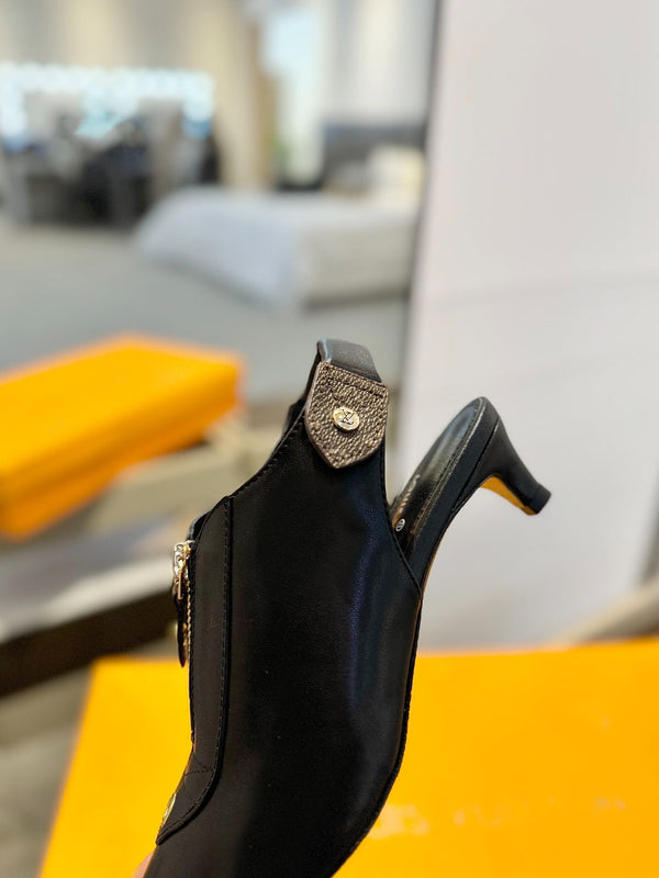 SANDALI ALLURE HIGH 4,5 CM IN PELLE DI VITELLO CON MONOGRAMMA NERO