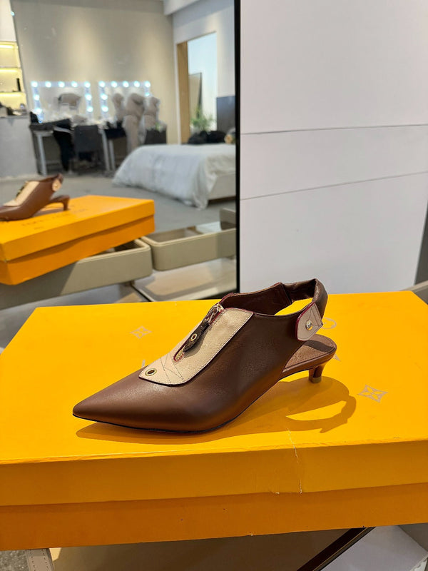 SANDALI ALLURE HIGH 4,5 CM IN PELLE DI VITELLO MARRONE SABBIA MIX CIOCCOLATO