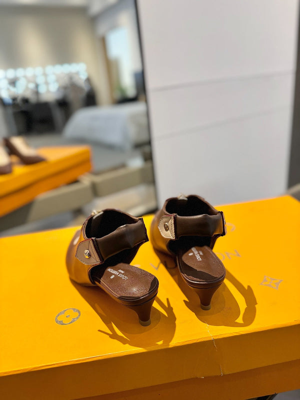 SANDALI ALLURE HIGH 4,5 CM IN PELLE DI VITELLO MARRONE SABBIA MIX CIOCCOLATO