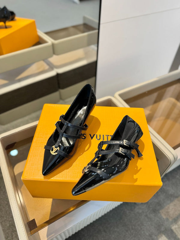 HIGH PUMP 5 CM TRIPLE-STRAP IN BLACK PATENT CALFSKIN