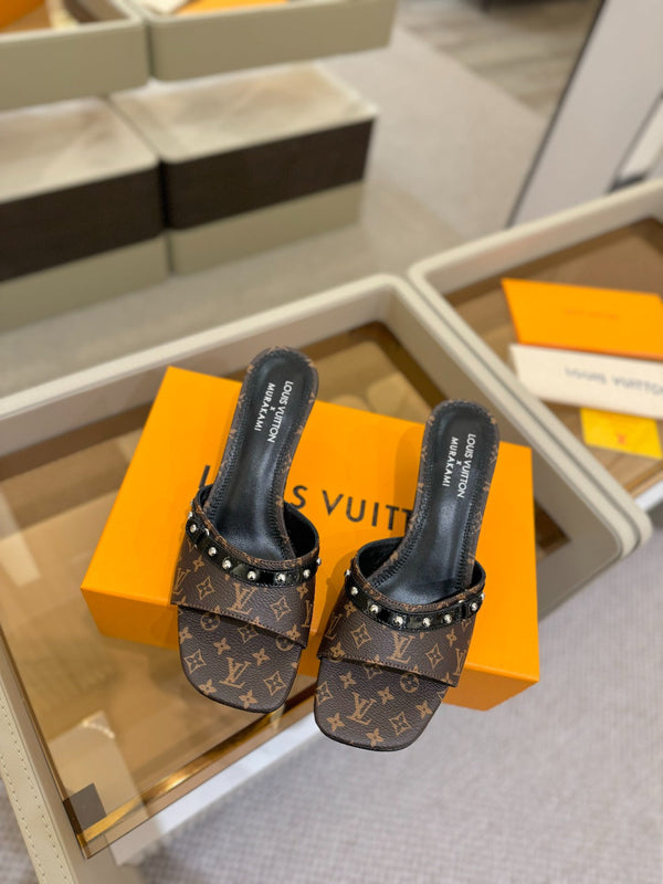LV x TM 6AM Mule 4cm Marrone Tela rivestita Monogram 241212