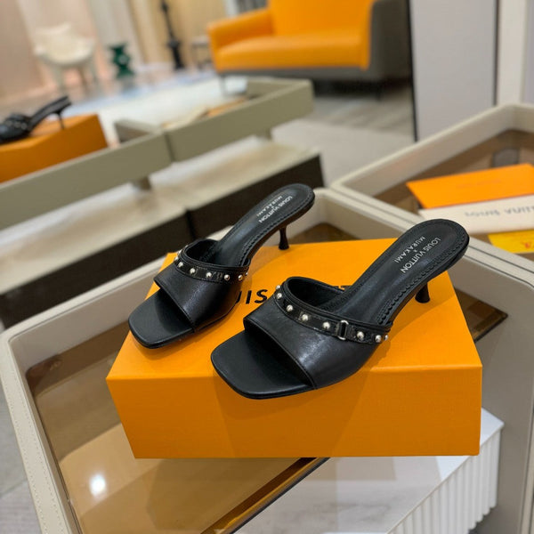 LV x TM 6AM Mule 4cm Black Sheepskin 241215