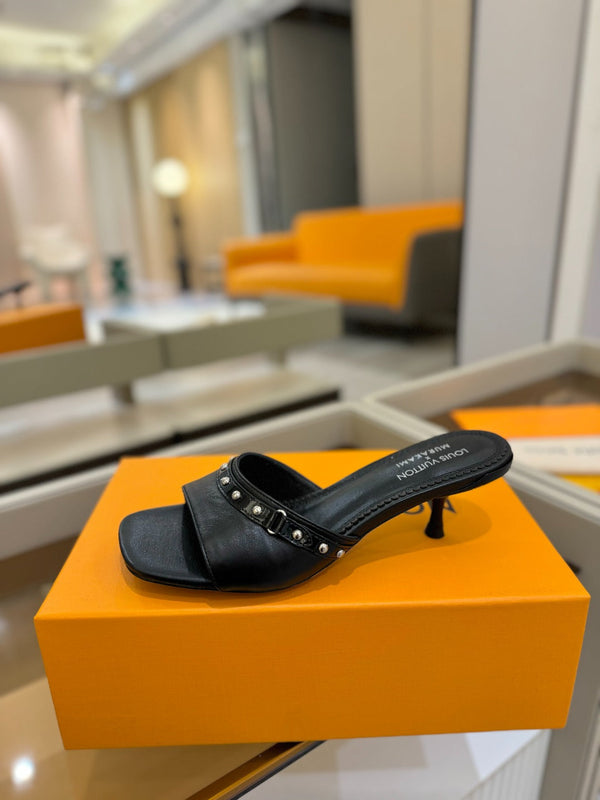 LV x TM 6AM Mule 4cm Black Sheepskin 241215