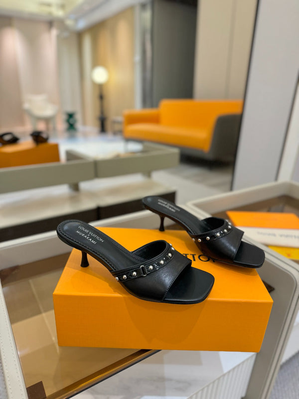 LV x TM 6AM Mule 4cm Black Sheepskin 241215