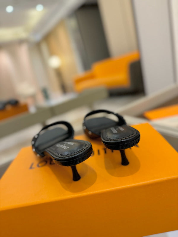 LV x TM 6AM Mule 4cm Black Sheepskin 241215