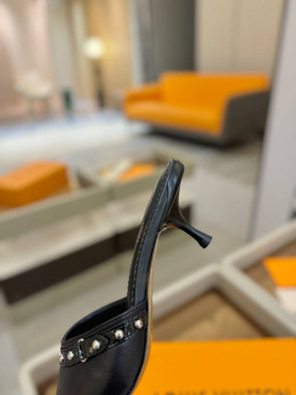 LV x TM 6AM Mule 4cm Black Sheepskin 241215