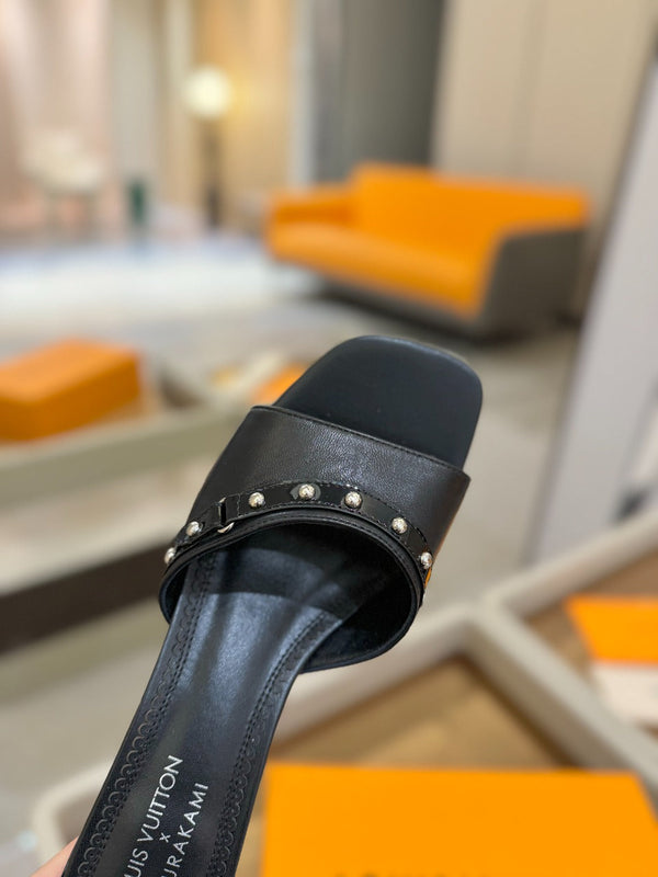 LV x TM 6AM Mule 4cm Black Sheepskin 241215