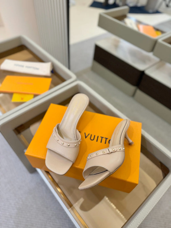 LV x TM 6AM Mule 4cm Beige Pelle di pecora 241217