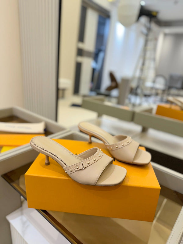 LV x TM 6AM Mule 4cm Beige Pelle di pecora 241217