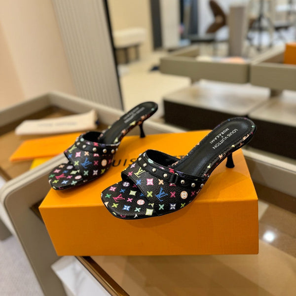 LV x TM 6AM Mule 4cm Black and Multicolored Monogram coated canvas 241213