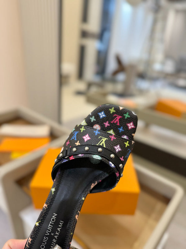 LV x TM 6AM Mule 4cm Black and Multicolored Monogram coated canvas 241213