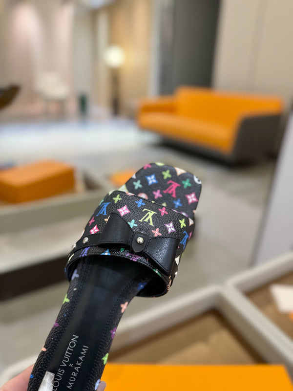 LV x TM 6AM Flat Mule Black and Multicolored Monogram coated canvas 241226