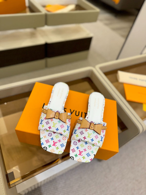 LV x TM 6AM Flat Mule White and Multicolored Monogram coated canvas 241225