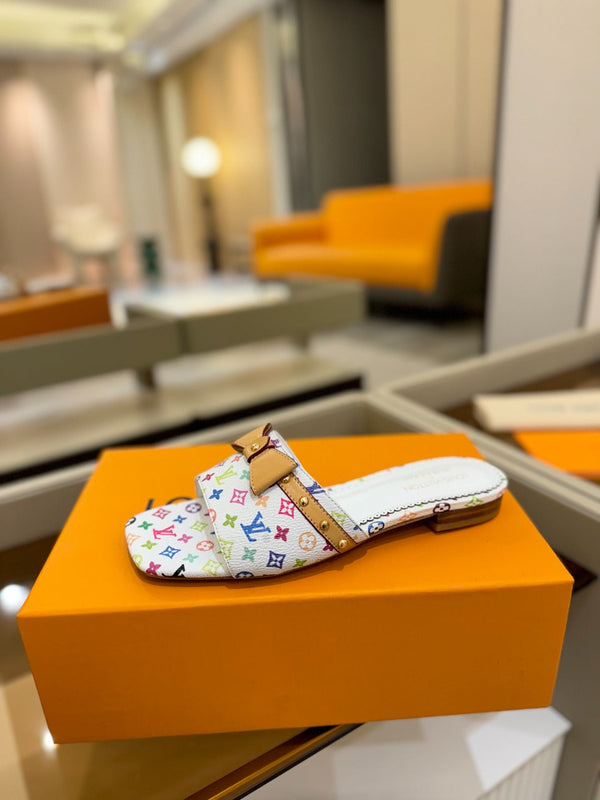 LV x TM 6AM Flat Mule White and Multicolored Monogram coated canvas 241225