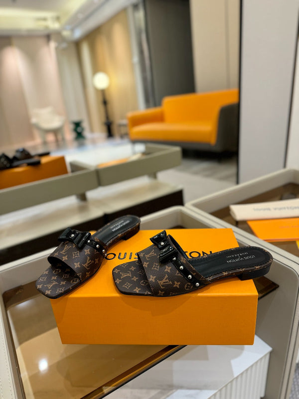 LV x TM 6AM Flat Mule Brown Monogram coated canvas 241223