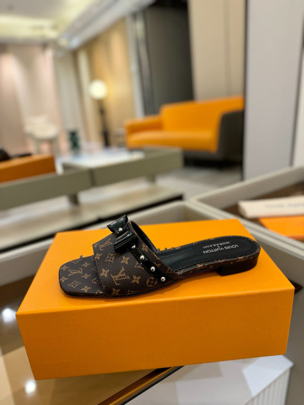 LV x TM 6AM Flat Mule Brown Monogram coated canvas 241223