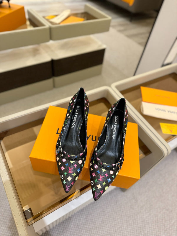 6AM 4cm Black Monogram Canvas and Patent Leather Pumps 241194