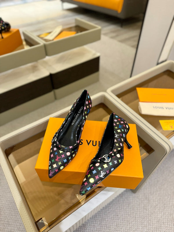 6AM 4cm Black Monogram Canvas and Patent Leather Pumps 241194