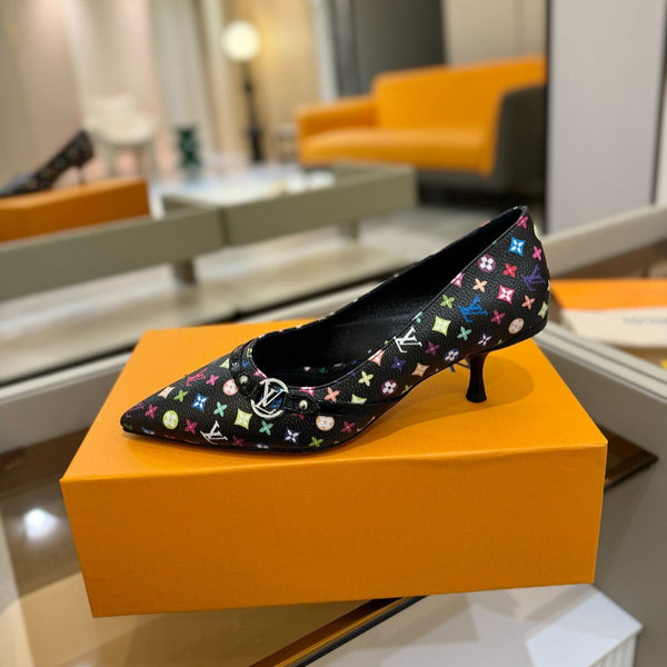 6AM 4cm Black Monogram Canvas and Patent Leather Pumps 241194