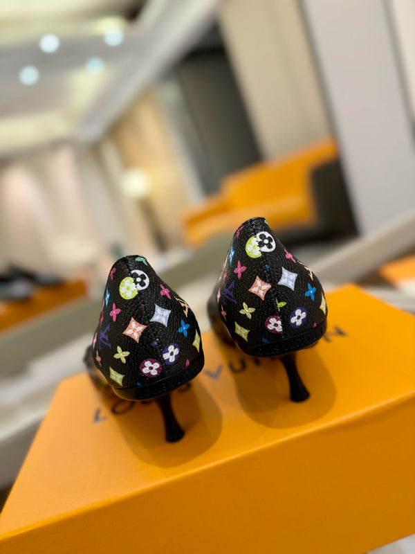 6AM 4cm Black Monogram Canvas and Patent Leather Pumps 241194