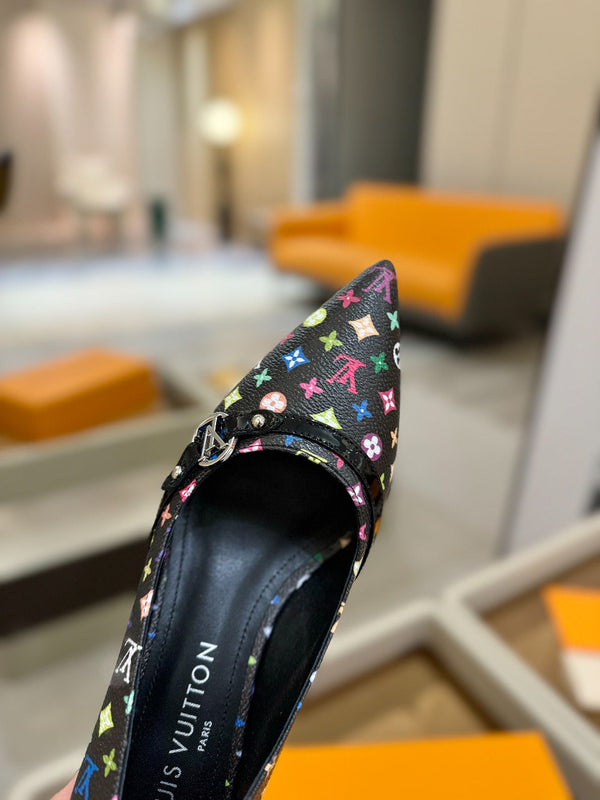 6AM 4cm Black Monogram Canvas and Patent Leather Pumps 241194