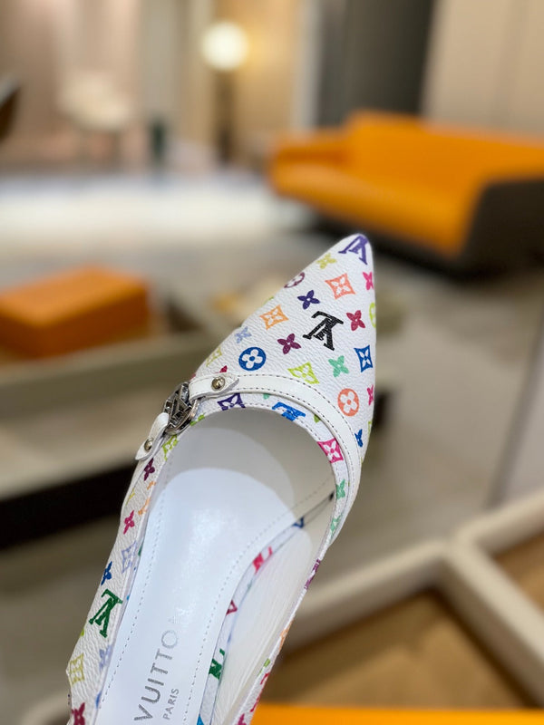 Décolleté 6AM Slingback 4 cm in tela monogramma bianca e pelle verniciata 241228