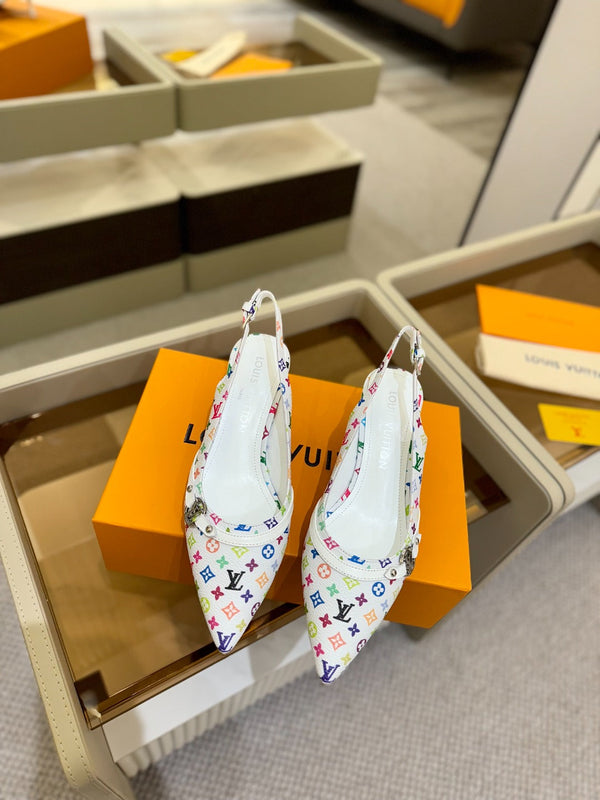 Décolleté 6AM Slingback 4 cm in tela monogramma bianca e pelle verniciata 241228