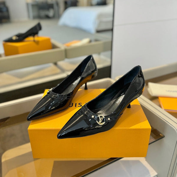 6AM 5.5cm Black Patent Leather Pumps 241204