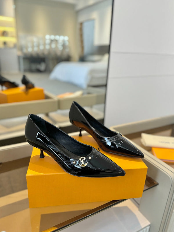 6AM 5.5cm Black Patent Leather Pumps 241204