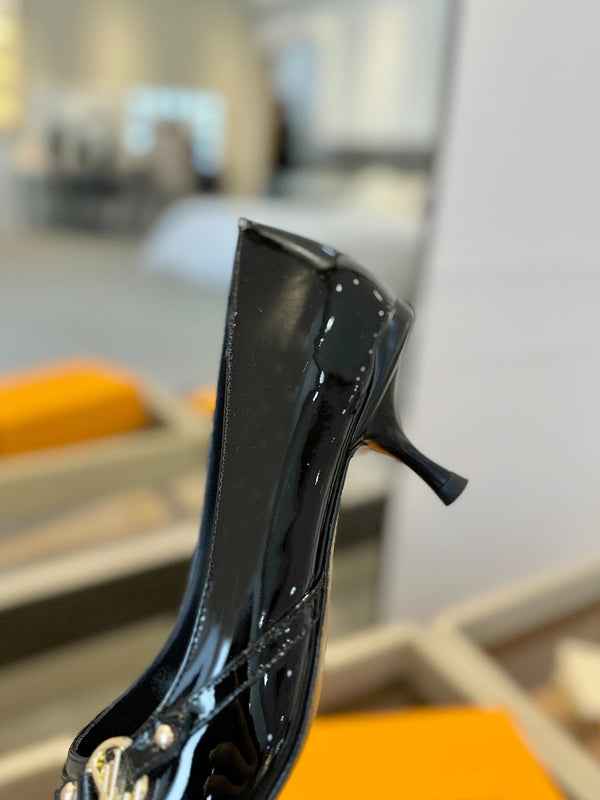 6AM 5.5cm Black Patent Leather Pumps 241204