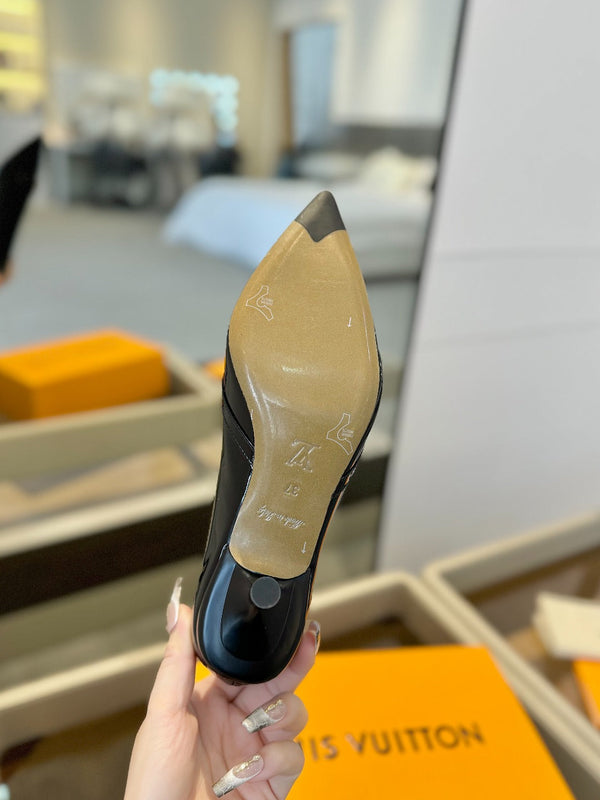 6AM 5.5cm Black Patent Leather Pumps 241204