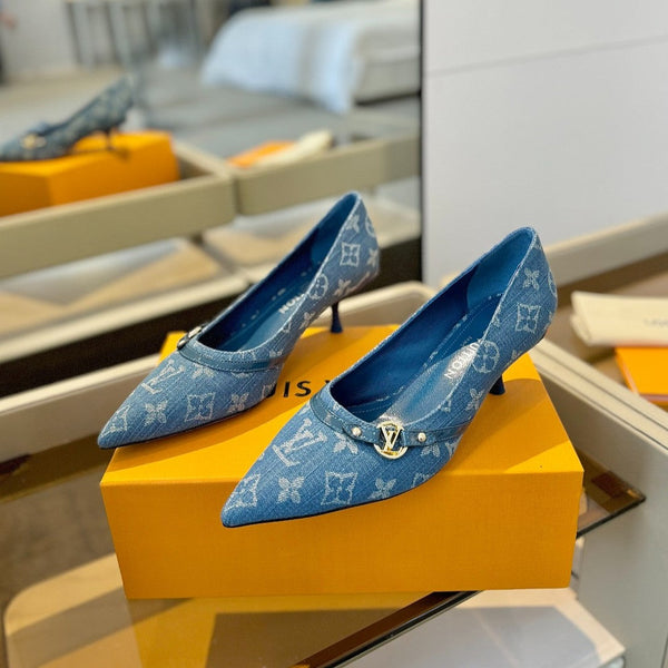 6AM 5.5cm Blue Denim Pumps 241205