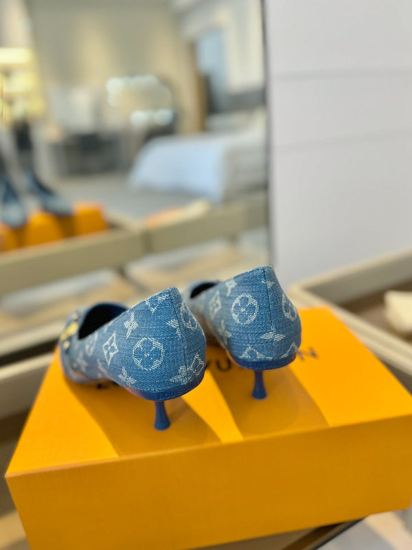 6AM 5.5cm Blue Denim Pumps 241205