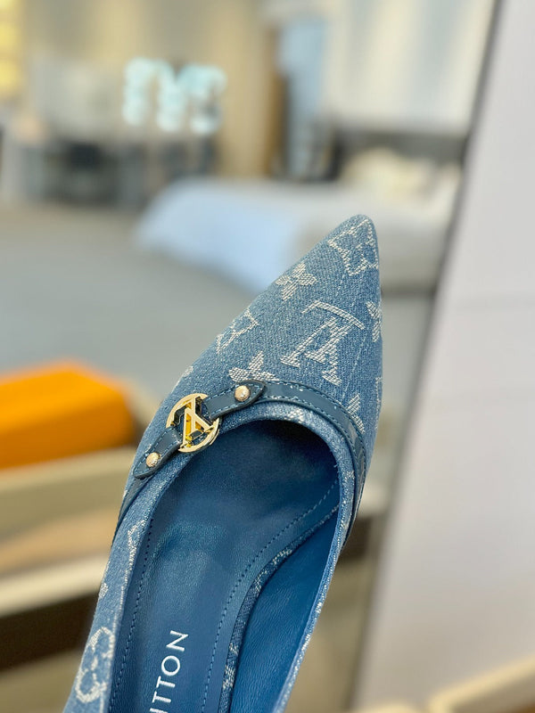 6AM 5.5cm Blue Denim Pumps 241205