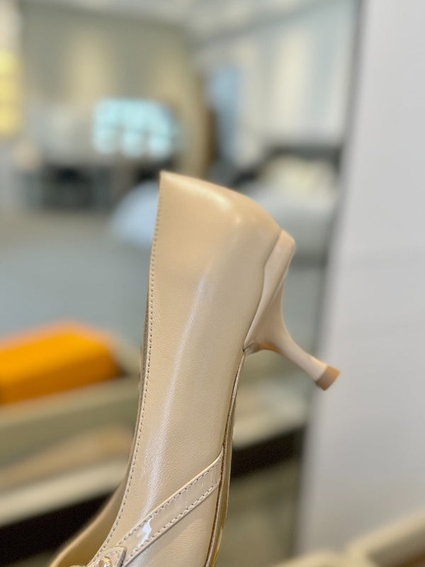 6AM 5.5cm Décolleté in pelle beige 241206