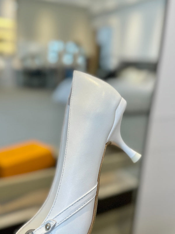 6AM 5.5cm Décolleté in pelle bianca 241207