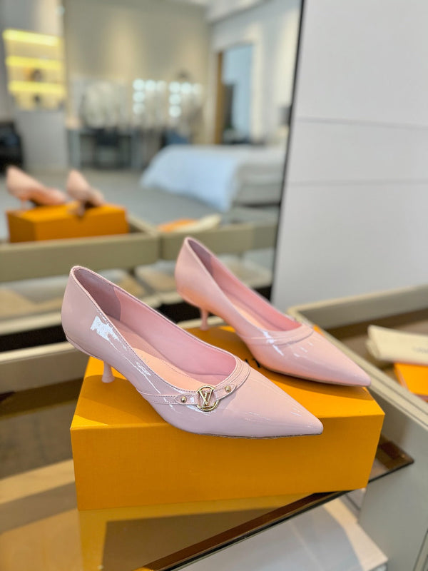 6AM 5.5cm Pink Patent Leather Pumps 241208