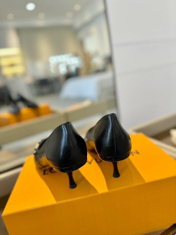 6AM 5.5cm Black Leather Pumps 241210