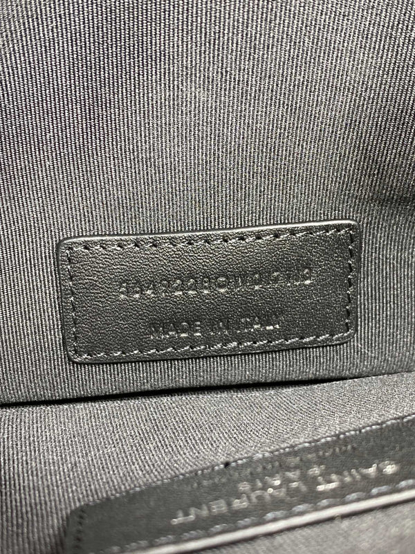 YSL Hardware Logo Zipper Clutch 23cm Black Caviar Cowhide